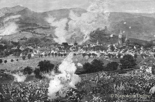 Bayerische Truppen stürmen durch die Weinberge auf Weißenburg (nach Louis Braun)