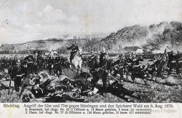 Angriff gegen Stiering währen der Schlacht von Spichern (C. Röchling)
